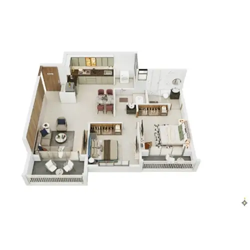 Supreme Riverside Punawale 2 BHK Floor Plan Image